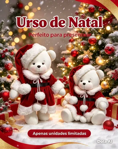 Urso de Natal artesanal em pelucia mamãe noel