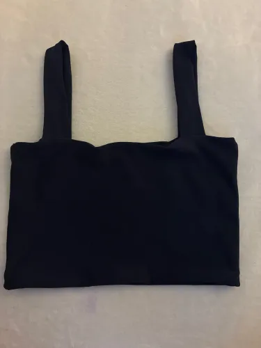 Cropped top azul marinho tam p poliéster e poliamida