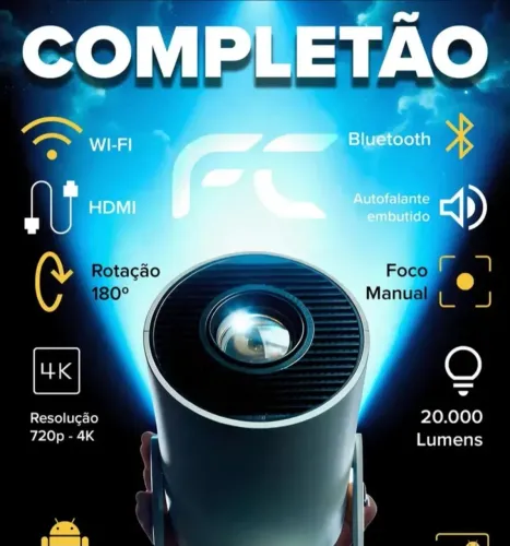 Mini projetor portátil fullcam 4K , android full HD.