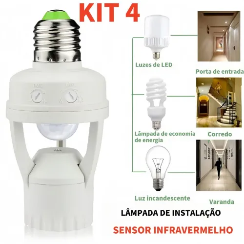Kit 4 sensor de presença para lâmpada 