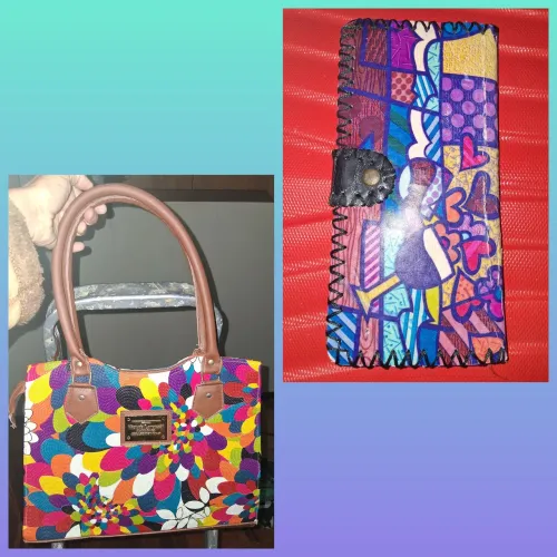VENDO linda bolsa Estampado Florida nunca usada, e carteira Romero Brito tb nunca usada.