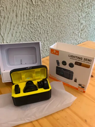 Microfone de Lapela Sem fio Duplo Android e IOS