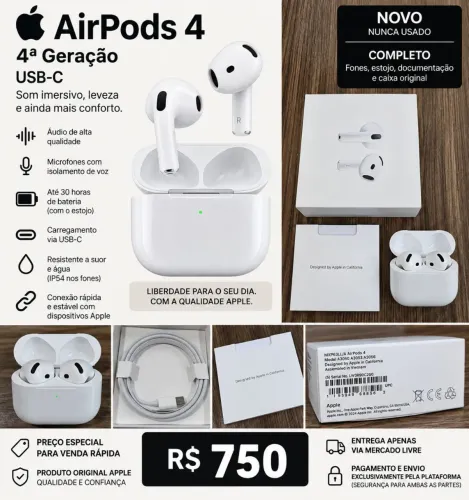 Apple AirPods 4ª Geração - Original Apple