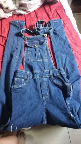 Jardineira longa jeans