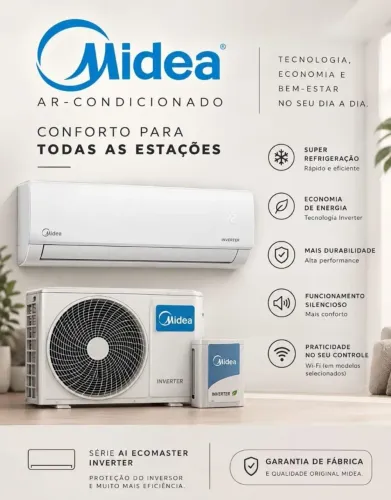 Vendo ar-condicionado. Midea, SERIE AI ECOMASTER INVERTER. 12.000 BTUs. Quente/Frio.
