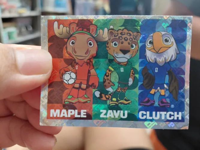 Figurinha dos 3 mascotes 