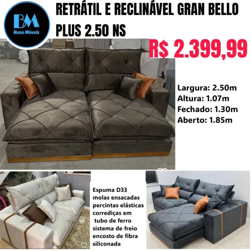 Sofá Retrátil e Reclinável Gran Bello plus