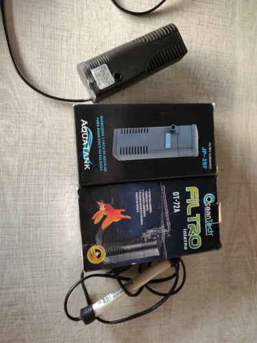 Lote 2 filtros e 1 aquecedor aquário