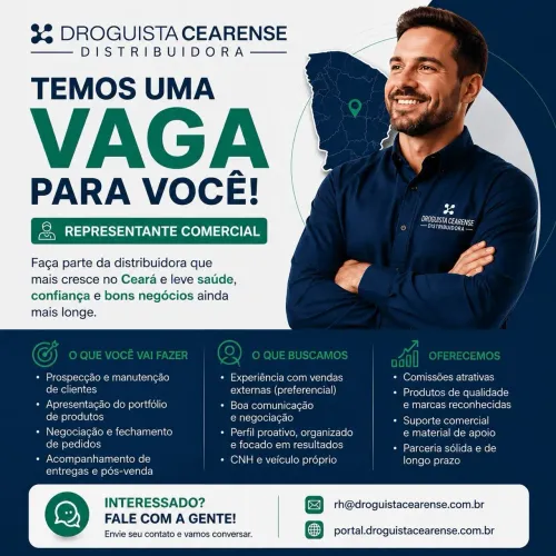 Vaga Representante Comercial - Distribuidora de Medicamentos