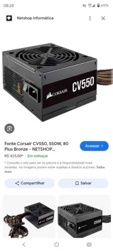 Vendo fonte Corsair 550