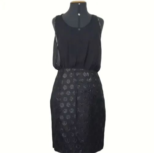 Vestido Maria Filó preto forrado pedraria costas P