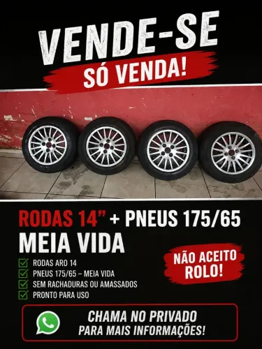 Jogo de roda aro 14 com pneus 175/65