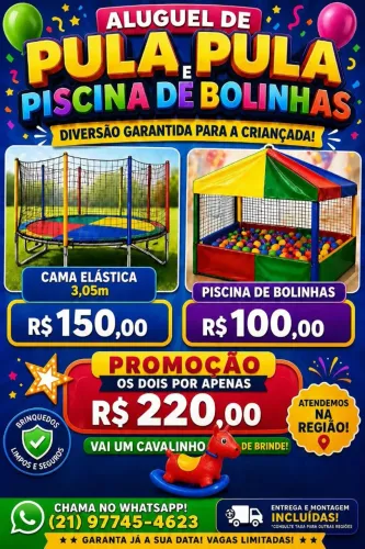Aluguel de pula pula e casinha de Bolinhas