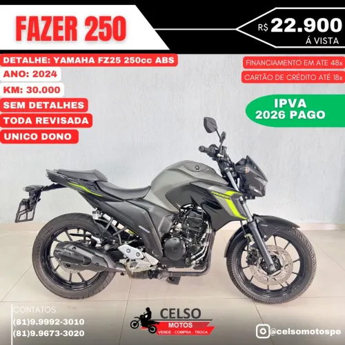 FAZER 250 2024 ABS c/30.000km IPVA26 PAGO FINANCIO 48x aceito sua moto