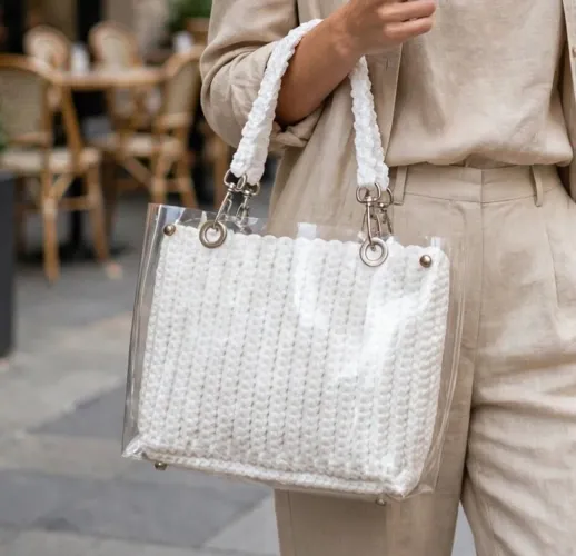Bolsa de crochê branca