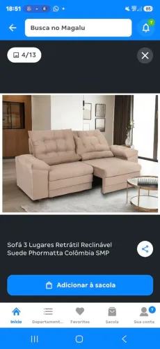 Sofa 3 lugares reclináveis retratil