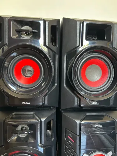 Mini system com CD, Karaokê e caixas de som