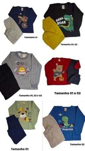 Conjunto moletom flanelado menino: tamanho 1, 2 e 3