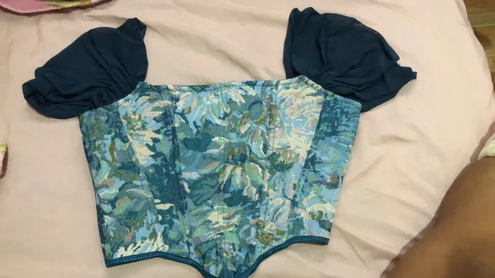 Top Corset com estampa floral vintage