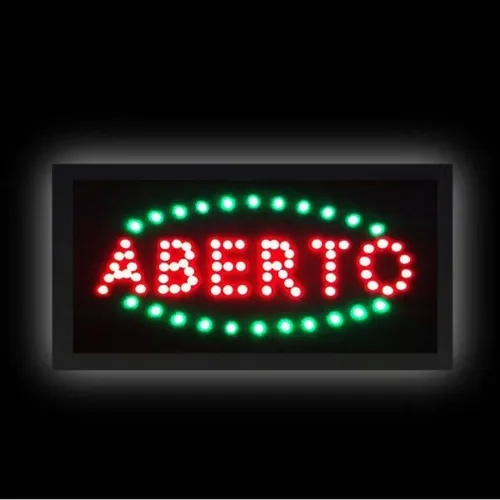 Placa Letreiro Led Luminoso 2 Em 1 Aberto/fechado