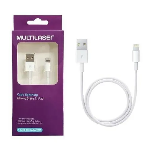 Cabo USB Lightning Original Multilaser para iphones 5 5s 6 7 8 x 11 12 13 14