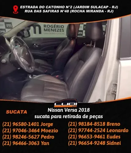 Nissan Versa 2018 sucata para retirada de peças