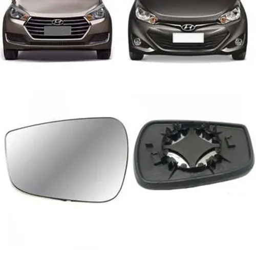 Lente Retrovisor Hyundai HB20 2013 à 2019 - LE - Lente com Placa - Metagal
