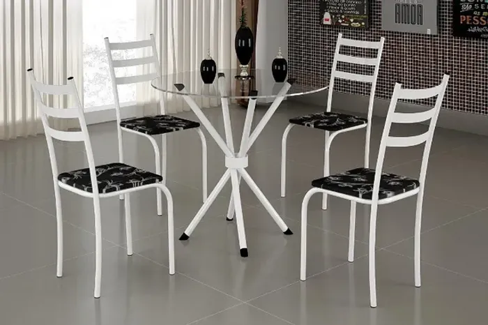 Mesa Maraba Tampo Vidro c/ 4 Cadeiras - Frete Grátis - Receba Hoje