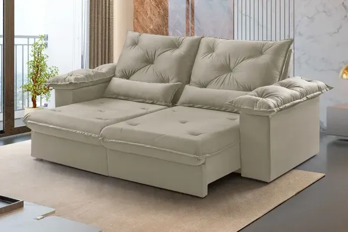 SOFÁ RETRÁTIL E RECLINÁVEL ESTRUTURA MADEIRA MACIÇA!!! S241