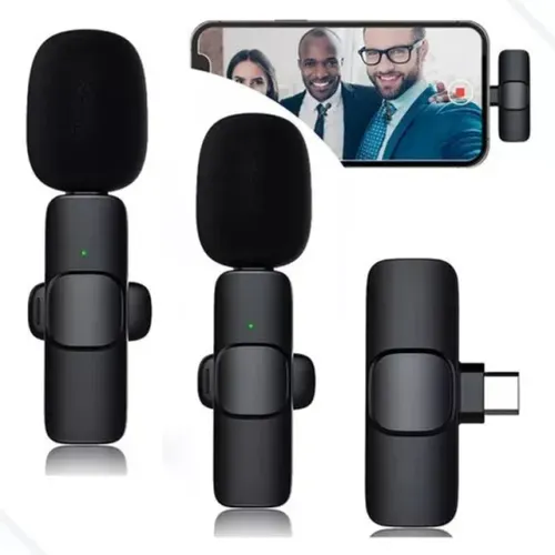 Microfone Lapela Celular Sem Fio Duplo Android Tipoc Cor Android (TIPO C)