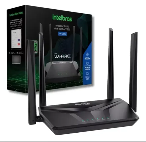 Roteador Dual Band Wi-fi 5 W5-1200g Intelbras Ac 1200mbps Segurança Eletrônica 