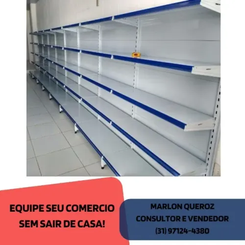 Gondola de Parede Branca com Porta Etiqueta Polar