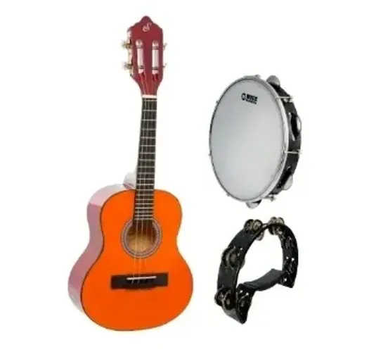 Kit Partido Alto Cavaquinho Com Pandeiro e Pandeirola Meia Lua