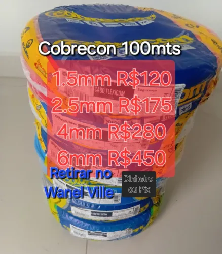 Cabos Elétricos Cobrecon 100 Metros - Diversas Bitolas