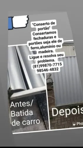Conserto de portas e portões de alumínio ferro ligue resolvemos rápido