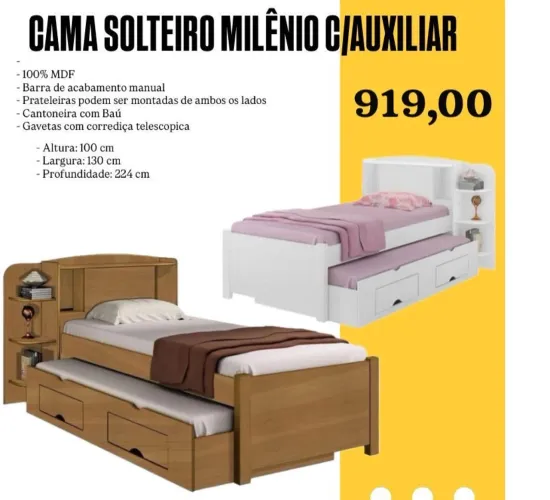 Cama solteiro milênio c/ auxiliar- FRETE GRATIS / ENTREGA HOJE!! 