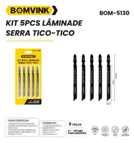 Lâmina tico tico 5 peças Bomvink BOM-5130