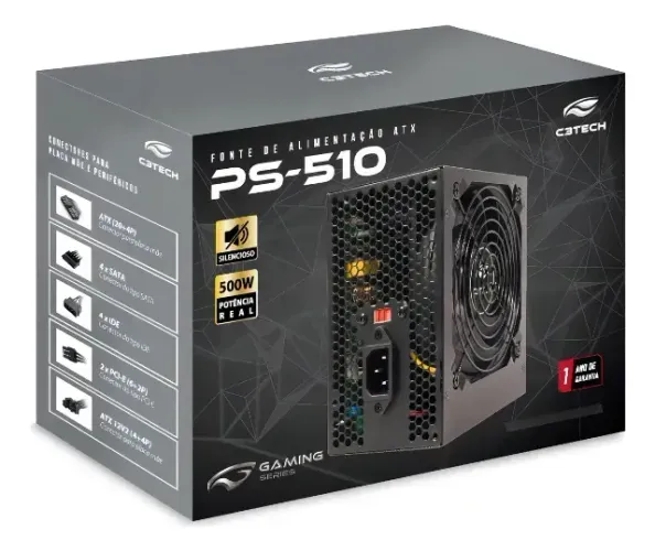 Fonte ATX 500W PS-510BK C3Tech Gaming