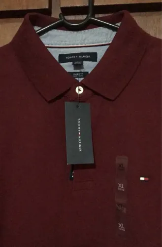 Camisa Polo Tommy Hilfiger bordô Slim Fit