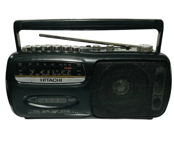Radio am fm gravador tape deck Hitashi-TRK-66W(JAPAN)-funcionando