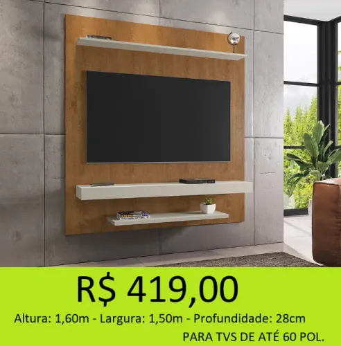 PAINEL 60 POLEGADAS COM NICHO OFF-WHITE