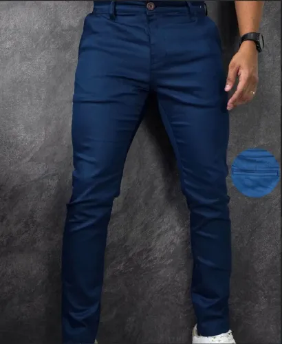 Calça alfaiataria chino sarja Premium cor Azul  blackfriday