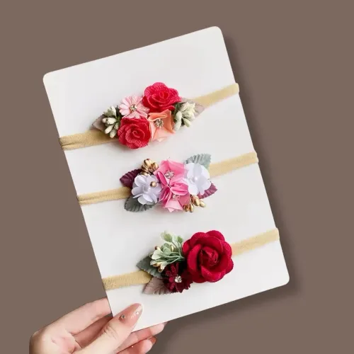Kit Faixas de Cabelo para Bebê com Flores