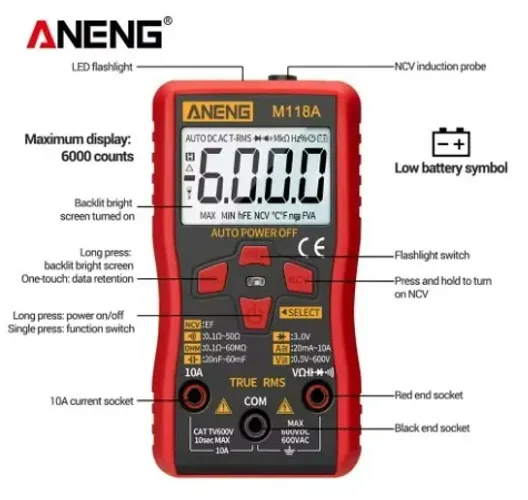 ANENG M118A Mini Multímetro Digital