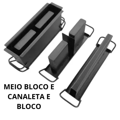Kit Forma Bloco  Canaleta e Meio Bloco 9x19x39 Com Fundo