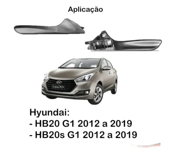 Maçaneta Pegador Puxador de Porta Interno para o Hyundai Hb20 2013 - 2019 CINZA