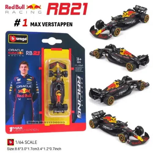 Miniatura 1/64 Bburago Fórmula 1 Red Bull Racing RB21 Max Verstappen.