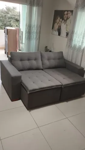 Sofá Cinza Confortável 4 Lugares