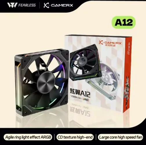3 unidades Fan X Gamerx A12 RGB preta regular 71 CFM 1800 RPM
