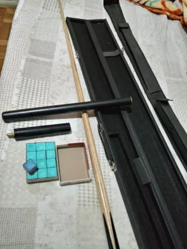 Taco de Bilhar / Sinuca JianYing + Cx. de Giz Master Verde + Case + Estojo + Prolongador